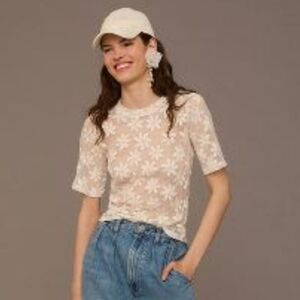 Porridge Daisy Sheer Lace Tee